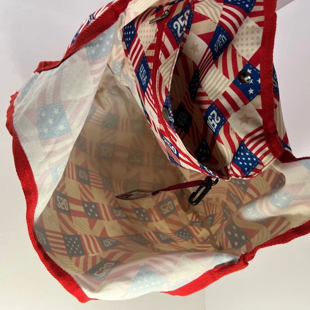 Montana West USA 250th Anniversary Flag Patchwork Tote Bag Red White Blue NWT